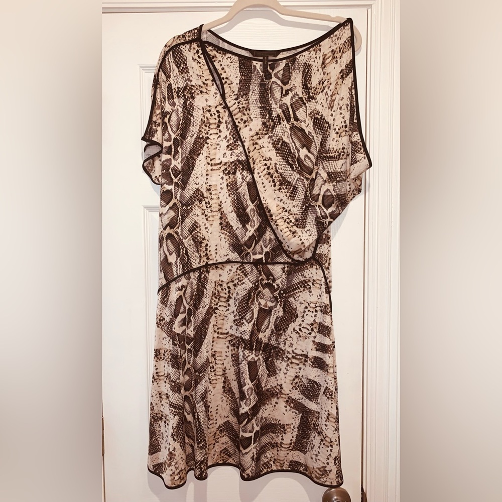 BCBG Max Azria Asymmetrical Snakeskin Print Dress. Medium.